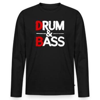 Drum & Bass / Rum & Ass Distressed - T-shirt manches longues Premium bio Homme - noir - Devant - Nico (187cm)
