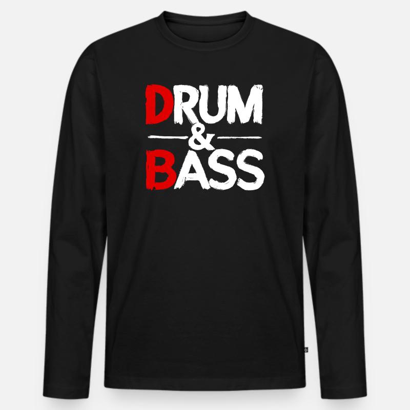 Drum & Bass / Rum & Ass Distressed - Männer Premium Bio Langarmshirt - Schwarz