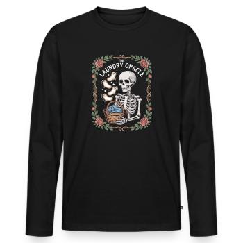 L’Oracle de la Blanchisserie Squelette Humour de la Blanchisserie - T-shirt manches longues Premium bio Homme - noir - Devant - Nico (187cm)