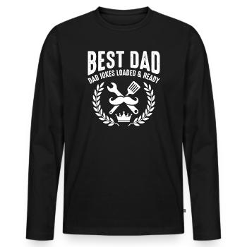 Best Dad Tool Jokes - Men's Premium Organic Long Sleeve Shirt - black - Front - Nico (187cm)