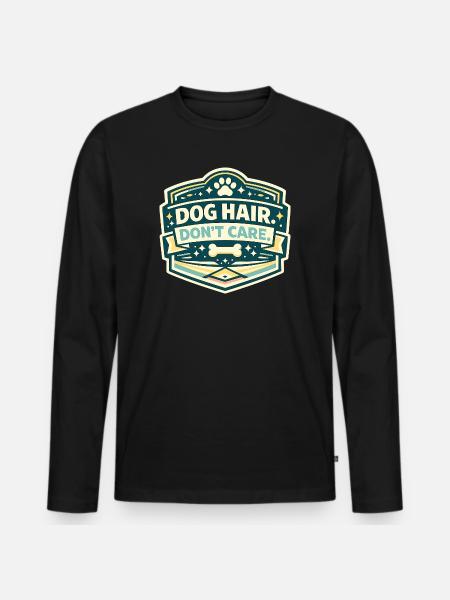 Hundhaar Egal Spruch Schild - Männer Premium Bio Langarmshirt - Schwarz
