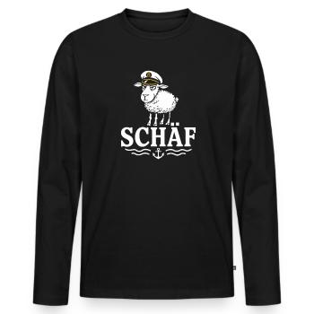 Sheep Funny Sheep Captain for Sailors Seafarers - Men's Premium Organic Long Sleeve Shirt - black - Front - Nico (187cm)