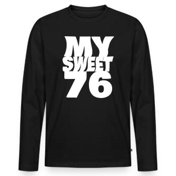 Suess 76 - Männer Premium Bio Langarmshirt - Schwarz - Vorne - Nico (187cm)