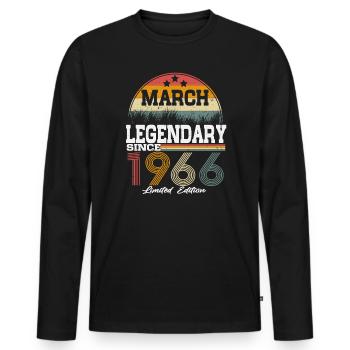 Legends est né en mars 1966 - T-shirt manches longues Premium bio Homme - noir - Devant - Nico (187cm)