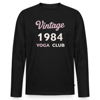 Vintage 1984 Yoga Club Retro Birth Year Vintage - Men's Premium Organic Long Sleeve Shirt - black - Front - Nico (187cm)