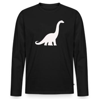 Long neck dino silhouette - Men's Premium Organic Long Sleeve Shirt - black - Front - Nico (187cm)