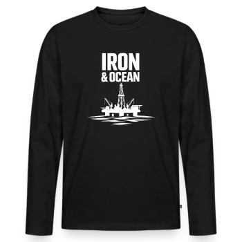Surface de forage de forage offshore Surface de forage - T-shirt manches longues Premium bio Homme - noir - Devant - Nico (187cm)