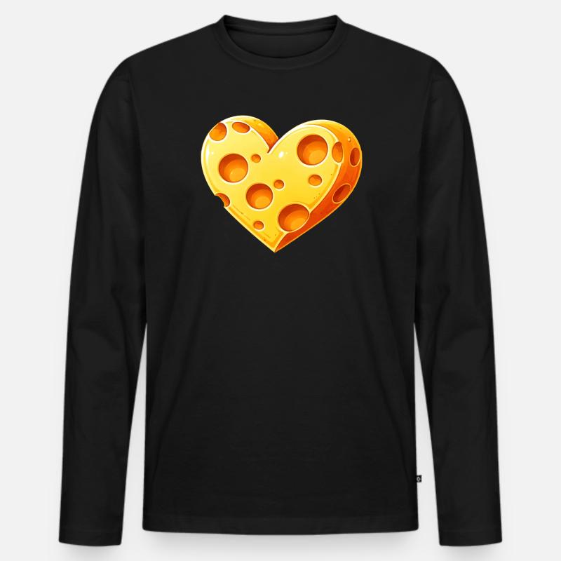 Illustration eines herzförmigen Käsestücks - Männer Premium Bio Langarmshirt - Schwarz
