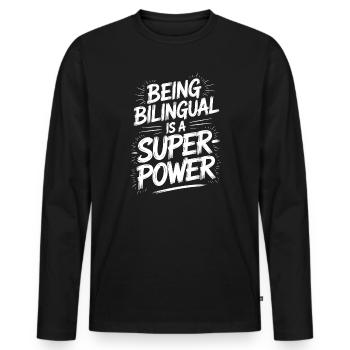 Expressions en langue étrangère Cadeau drôle en langue étrangère - T-shirt manches longues Premium bio Homme - noir - Devant - Nico (187cm)
