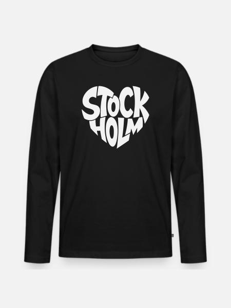 Stockholm Sweden Typography - Men's Premium Organic Long Sleeve Shirt - black