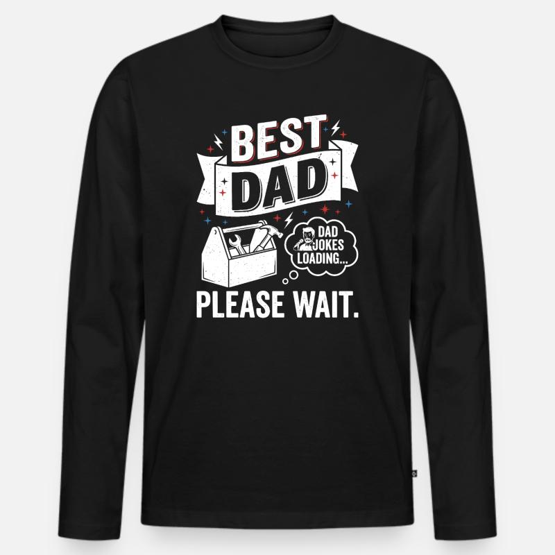 Bester Papa: Dad-Jokes laden - Männer Premium Bio Langarmshirt - Schwarz