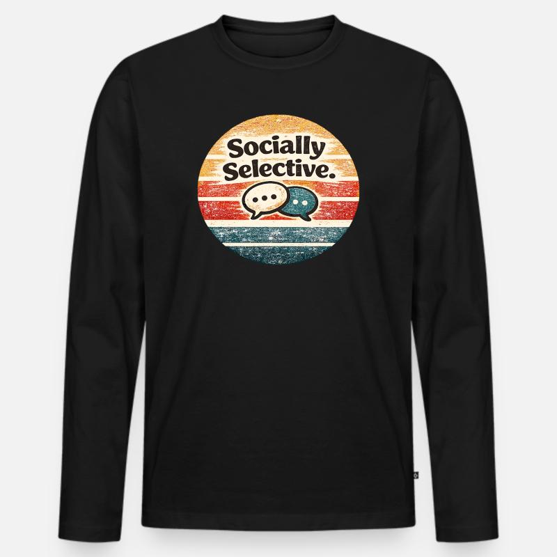 Socially Selective – Retro Chat Meme - Männer Premium Bio Langarmshirt - Schwarz