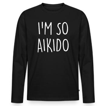 aikido - Men's Premium Organic Long Sleeve Shirt - black - Front - Nico (187cm)
