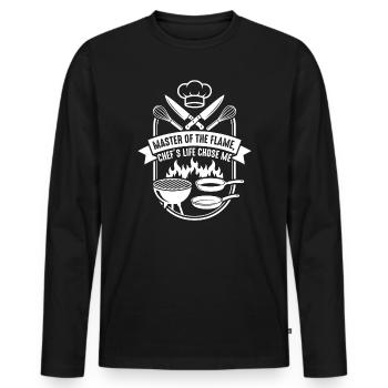 Héros Grill Maître de la Flamme - T-shirt manches longues Premium bio Homme - noir - Devant - Nico (187cm)