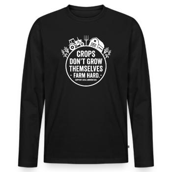 Farmer's heart: Harvest does not grow by itself - Men's Premium Organic Long Sleeve Shirt - black - Front - Nico (187cm)