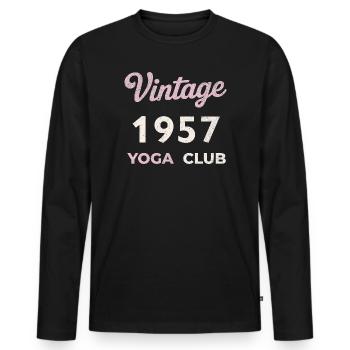 Vintage 1957 Yoga Club Retro Birth Year Vintage - Men's Premium Organic Long Sleeve Shirt - black - Front - Nico (187cm)