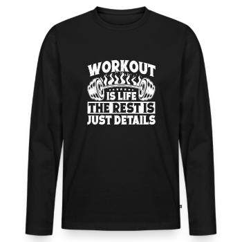 Powerlifting Bodybuilder Workout Is Life Gym - Men's Premium Organic Long Sleeve Shirt - black - Front - Nico (187cm)