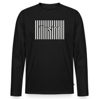 Barcode Illusion  - Männer Premium Bio Langarmshirt - Schwarz - Vorne - Nico (187cm)