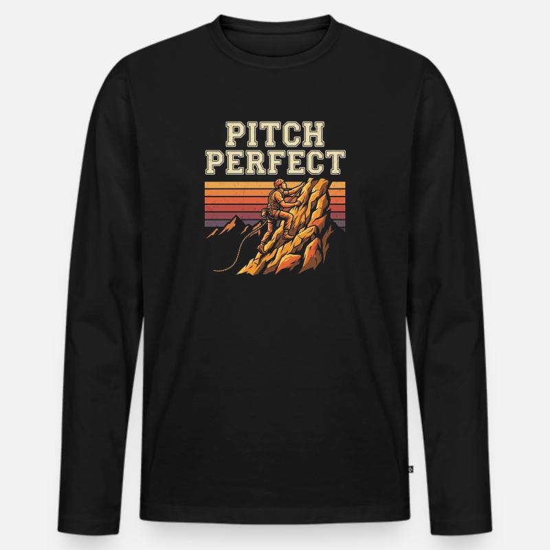 Pitch Perfect Klettern Bergsteigen - Männer Premium Bio Langarmshirt - Schwarz