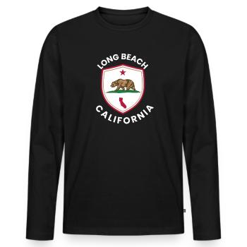 Long Beach, Californie - T-shirt manches longues Premium bio Homme - noir - Devant - Nico (187cm)