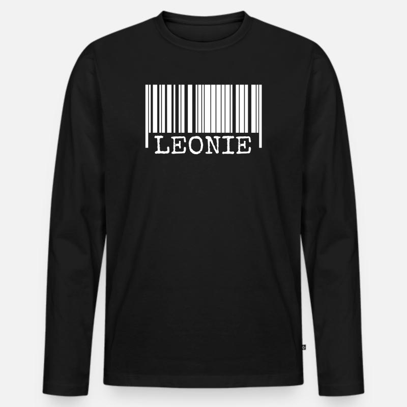 Leonie als Strichcode - Männer Premium Bio Langarmshirt - Schwarz