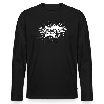 Cadeau Alexis - T-shirt manches longues Premium bio Homme - noir - Devant - Nico (187cm)
