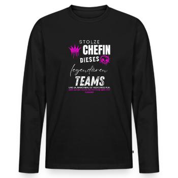 Stolze Chefin legendäres Team Chefin Geschenke - Men's Premium Organic Long Sleeve Shirt - black - Front - Nico (187cm)