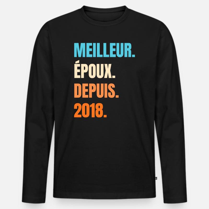 Bester Ehemann seit 2018 Geschenk-Ehemann - Männer Premium Bio Langarmshirt - Schwarz
