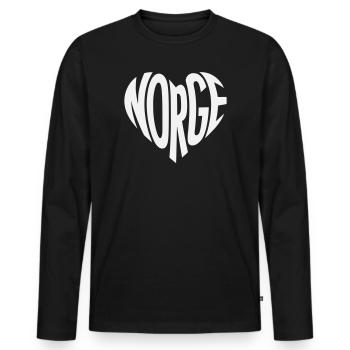 Norge, Norway Heart Typo - Men's Premium Organic Long Sleeve Shirt - black - Front - Nico (187cm)