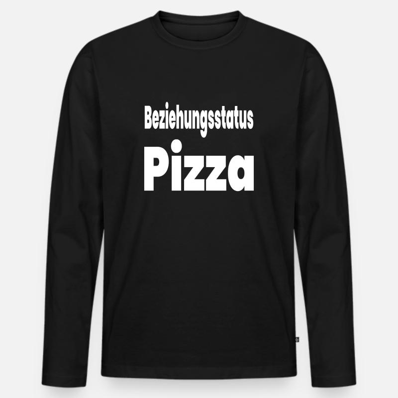 Pizza - Männer Premium Bio Langarmshirt - Schwarz