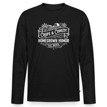 Crops & Comedy: Homegrown Humor - Men's Premium Organic Long Sleeve Shirt - black - Front - Nico (187cm)
