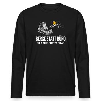 Berge statt Büro-Nature Calls - Männer Premium Bio Langarmshirt - Schwarz - Vorne - Nico (187cm)