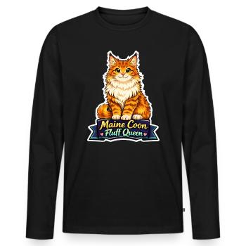 Maine Coon Fluff Queen Katze Design - Männer Premium Bio Langarmshirt - Schwarz - Vorne - Nico (187cm)