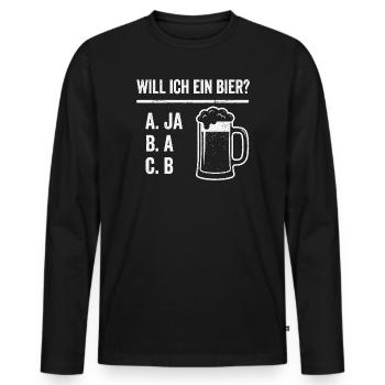 Bier Spruch Shirt für Männer mit Humor - Männer Premium Bio Langarmshirt - Schwarz - Vorne - Nico (187cm)