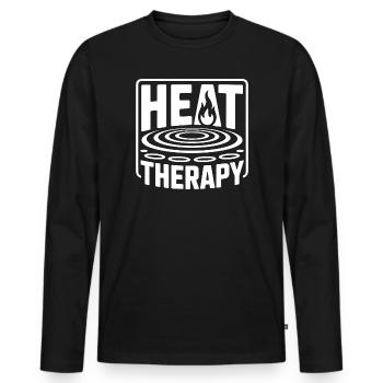 Thérapie par la chaleur au sauna, transpiration bien-être - T-shirt manches longues Premium bio Homme - noir - Devant - Nico (187cm)