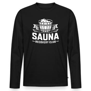 Transpiration du Club de Récupération du Sauna - T-shirt manches longues Premium bio Homme - noir - Devant - Nico (187cm)