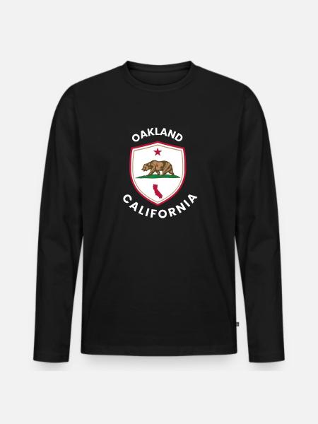 Oakland Bear Flag Emblem - Men's Premium Organic Long Sleeve Shirt - black