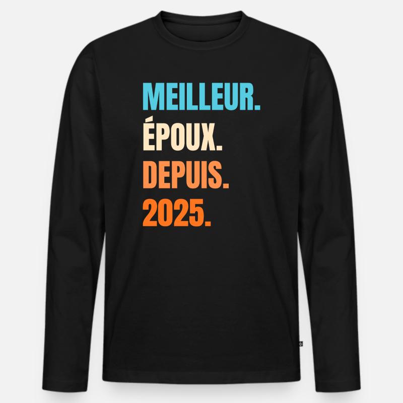 Bester Ehemann seit 2025 Geschenk-Ehemann - Männer Premium Bio Langarmshirt - Schwarz