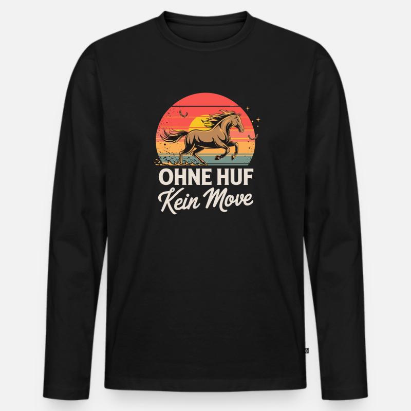 Niente zoccolo niente mossa Dire divertente per - Maglia a manica lunga ecologica premium da uomo - nero