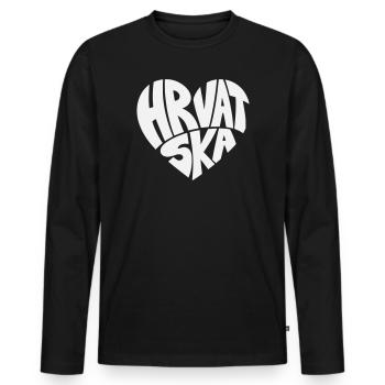 Hrvatska, Kroatien Herzlogo Schriftzug - Männer Premium Bio Langarmshirt - Schwarz - Vorne - Nico (187cm)