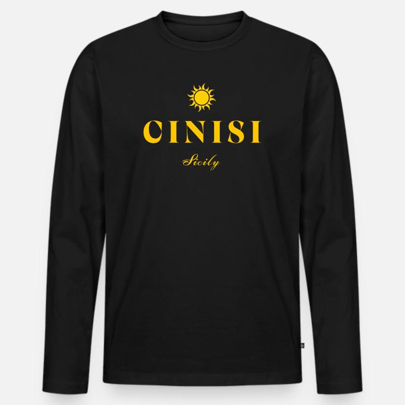 Cinisi Sizilien Sonne - Männer Premium Bio Langarmshirt - Schwarz