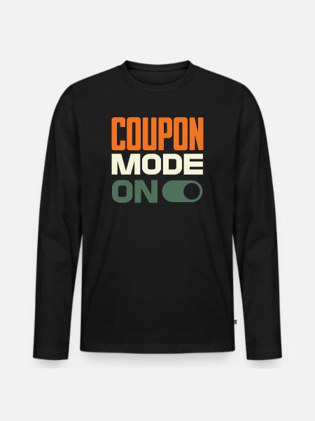 Coupon Mode On – Schnäppchenjäger Retro Design - Männer Premium Bio Langarmshirt - Schwarz