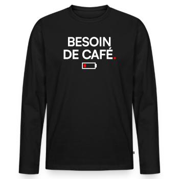 COFFEE NEED | Coffee Humor - Men's Premium Organic Long Sleeve Shirt - black - Front - Nico (187cm)