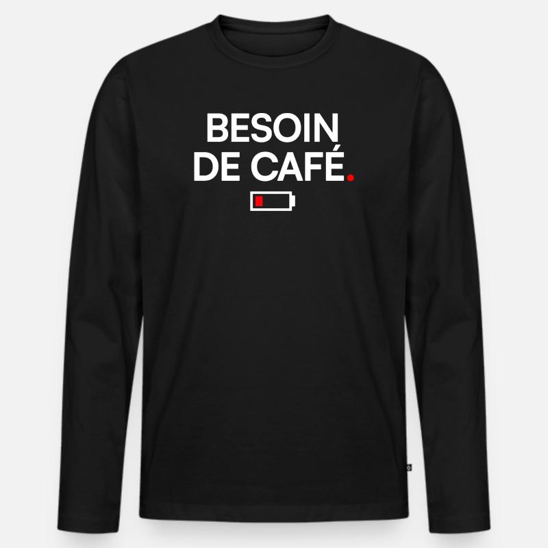 KAFFEEBEDARF | Kaffeehumor - Männer Premium Bio Langarmshirt - Schwarz