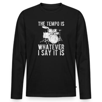 Le Tempo est... Batteur Batteur drôle - T-shirt manches longues Premium bio Homme - noir - Devant - Nico (187cm)