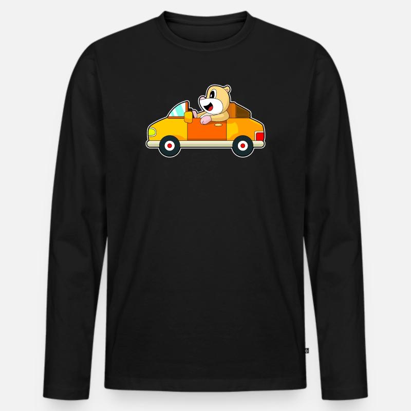Hamster Auto - Männer Premium Bio Langarmshirt - Schwarz