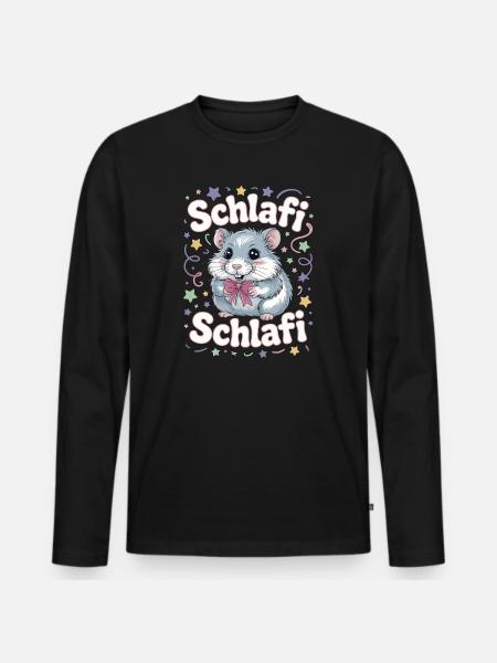 Schlafi Schlafi Hamster Design - Men's Premium Organic Long Sleeve Shirt - black