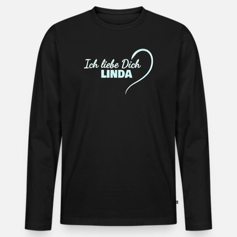 Linda - Männer Premium Bio Langarmshirt - Schwarz