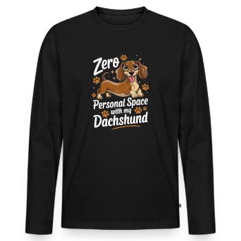 Zero Personal Space With My Dachshund Funnier - Men's Premium Organic Long Sleeve Shirt - black - Front - Nico (187cm)