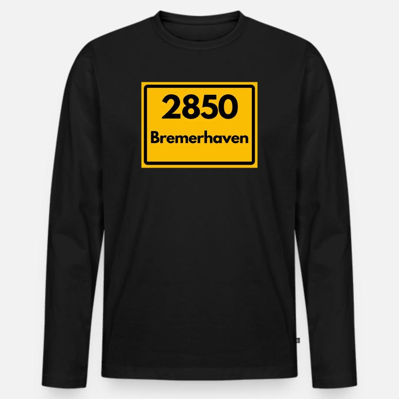 OLD POSTCODE POSTCODE RETRO 2850 BREMERHAVEN - Men's Premium Organic Long Sleeve Shirt - black